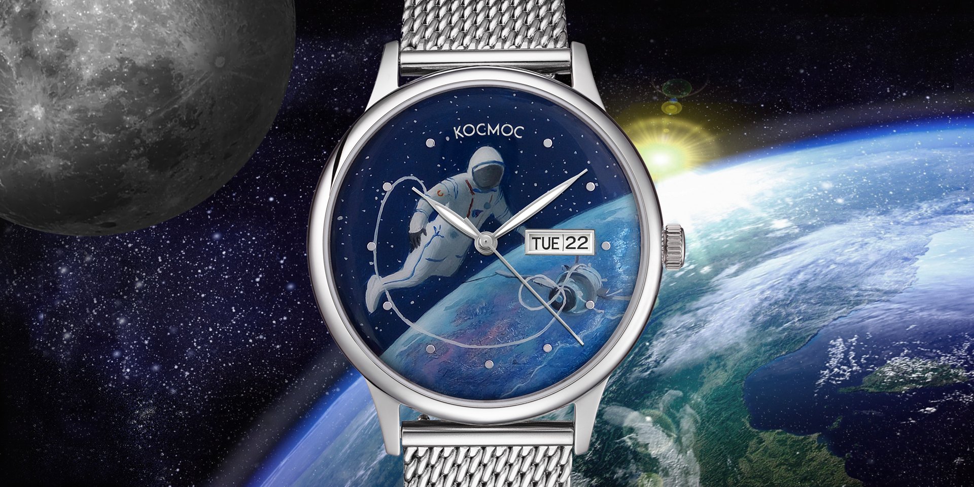 Уникальные часы КОСМОС с циферблатом ручной работы